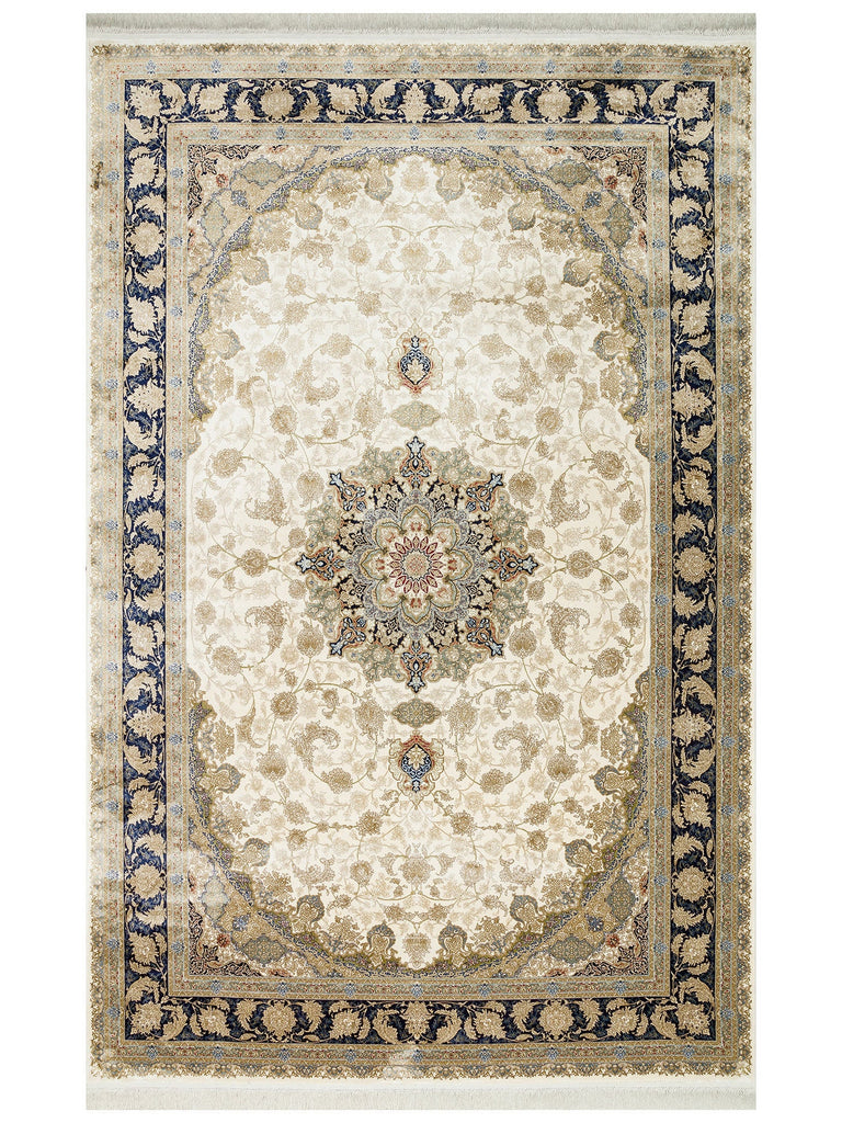 Topkapı Series High Quality Dense Woven Classic Pattern Special Shiny Living Room Carpet 04 CREAM