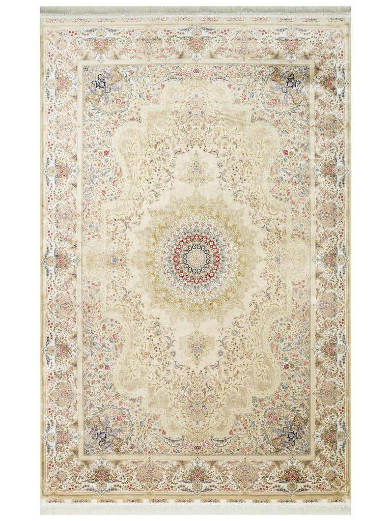 Topkapı Series High Quality Dense Woven Classic Pattern Special Shiny Living Room Carpet 06 CREAM