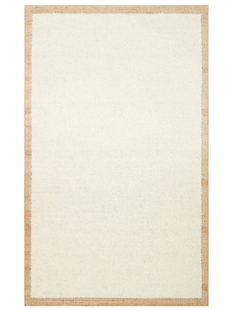 Urumchi Tapis fait main en mélange naturel 100% laine et jute pour salon, séjour, couloir, cuisine 01 CRÈME NATUREL